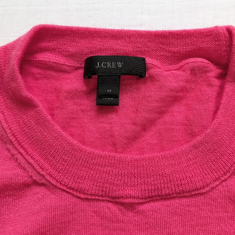 J. Crew Tippi Sweater 100% Merino Wool 3/4 Sleeve Womens XS Pink Barbie Office